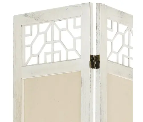 338559  4-Panel Room Divider Cream 140X165 Cm Fabric