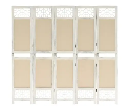 5 Paneeliga Sirm, Kreemjasvalge, 175 X 165, Kangas