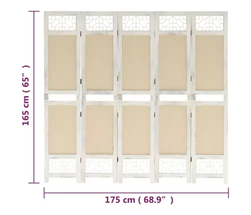 5 Paneeliga Sirm, Kreemjasvalge, 175 X 165, Kangas