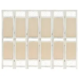 6 Paneļu Istabas Aizslietnis, 210X165 Cm, Krēmkrāsas Audums Vidaxl