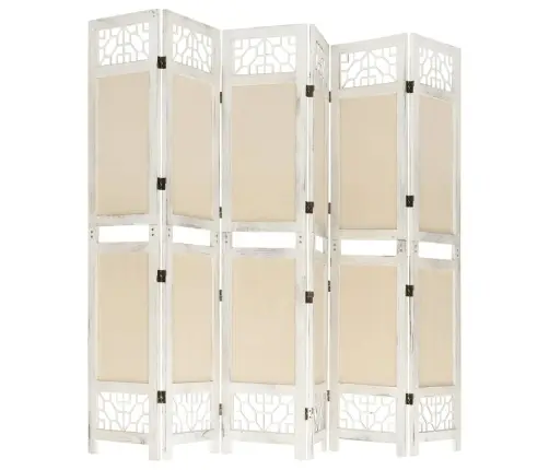 6 Paneeliga Sirm, Kreemjasvalge, 210 X 165 cm Kangas