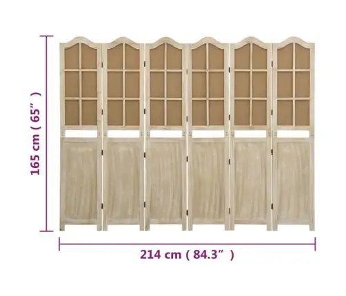 6-Paneļu Istabas Aizslietnis, 214X165 Cm, Brūns Audums Vidaxl