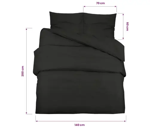 Gultasveļas Komplekts, Melns, 140X200 Cm, Viegla Mikrošķiedra Vidaxl
