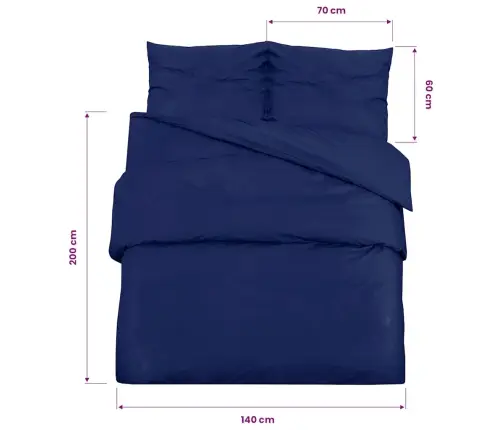 Gultasveļas Komplekts, Tumši Zils, 140X200 Cm, Mikrošķiedra Vidaxl
