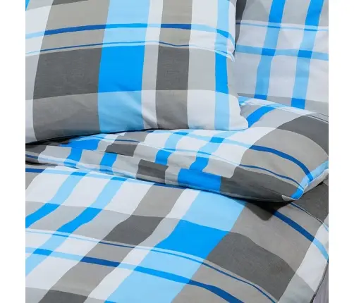 Gultasveļas Komplekts, Zils Un Pelēks, 240X220 Cm, Kokvilna Vidaxl