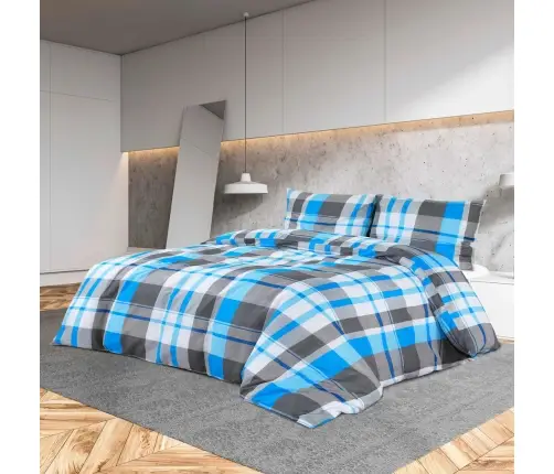 Gultasveļas Komplekts, Zils Un Pelēks, 240X220 Cm, Kokvilna Vidaxl