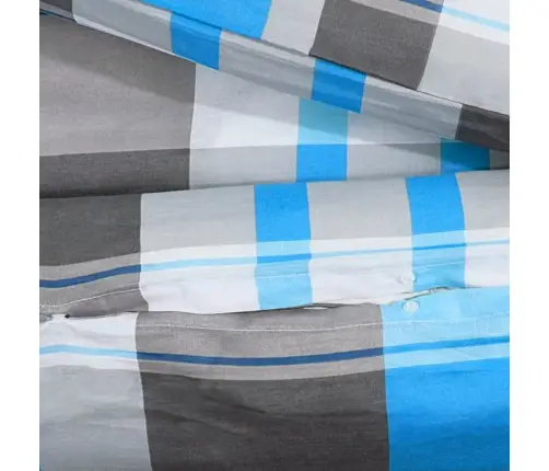 Segas Pārvalka Komplekts, Zils Un Pelēks, 200X200 Cm, Kokvilna Vidaxl