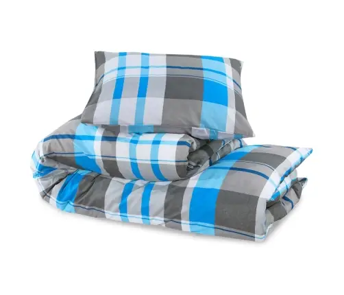 Voodiriiete Komplekt, Sinine Ja Hall, 225 X 220 cm Puuvill Voodiriiete Komplekt, Sinine Ja Hall, 225 X 220 cm Puuvill