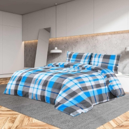 Gultasveļas Komplekts, Zils Un Pelēks, 260X220 Cm, Kokvilna Vidaxl