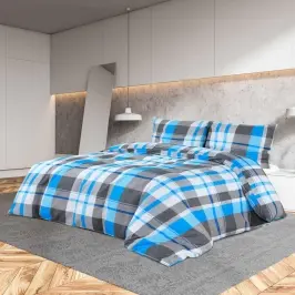 Gultasveļas Komplekts, Zils Un Pelēks, 260X220 Cm, Kokvilna Vidaxl