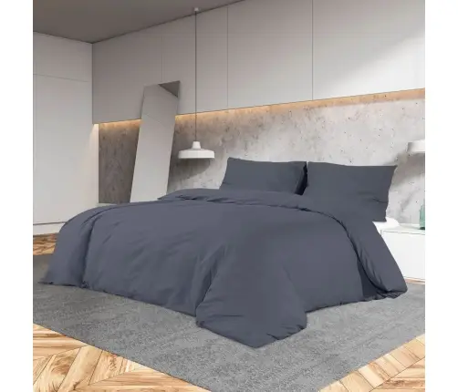 Gultasveļas Komplekts, Antracītpelēks, 225X220 Cm, Kokvilna Vidaxl Gultasveļas Komplekts, Antracītpelēks, 225X220 Cm, Kokvilna Vidaxl