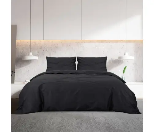 Gultasveļas Komplekts, Melns, 225X220 Cm, Kokvilna Vidaxl