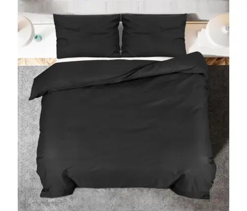Gultasveļas Komplekts, Melns, 225X220 Cm, Kokvilna Vidaxl