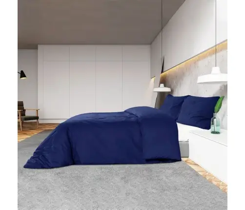 Gultasveļas Komplekts, Tumši Zils, 155X220 Cm, Kokvilna Vidaxl
