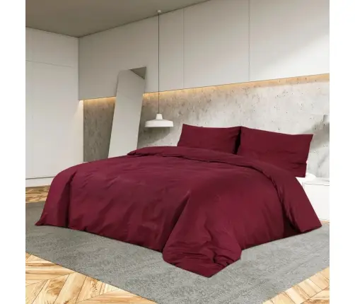Gultasveļas Komplekts, Vīnsarkans, 140X200 Cm, Kokvilna Vidaxl