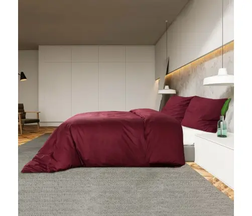Gultasveļas Komplekts, Vīnsarkans, 220X240 Cm, Kokvilna Vidaxl