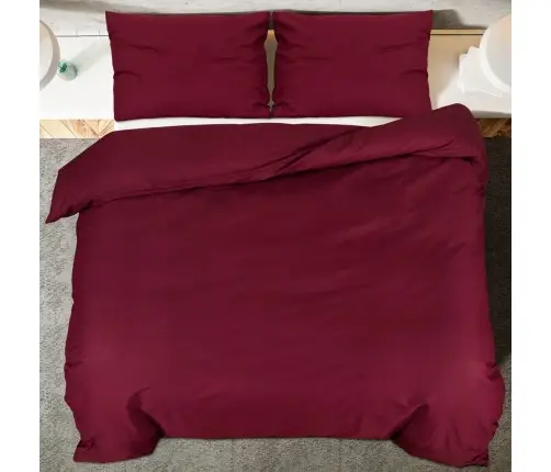Gultasveļas Komplekts, Vīnsarkans, 200X220 Cm, Kokvilna Vidaxl
