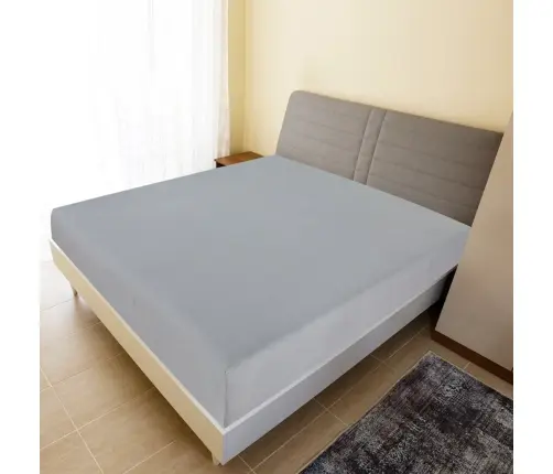 Palags Ar Gumiju, Pelēks, 90X200 Cm, Kokvilna Vidaxl