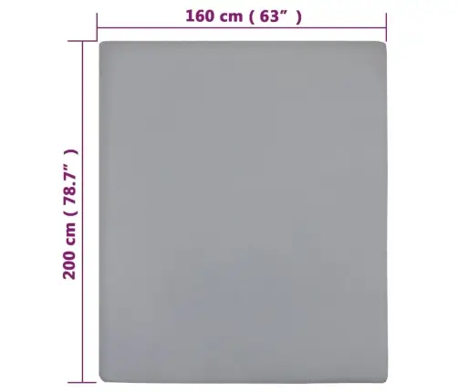 Palags Ar Gumiju, Pelēks, 160X200 Cm, Kokvilna Vidaxl