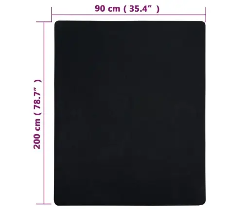 Palagi Ar Gumiju, 2 Gab., Melni, 90X200 Cm, Kokvilna Vidaxl