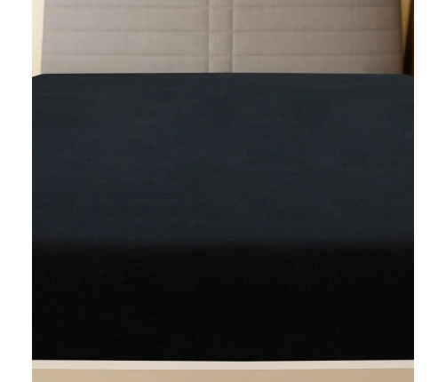Palags Ar Gumiju, Melns, 180X200 Cm, Kokvilna Vidaxl