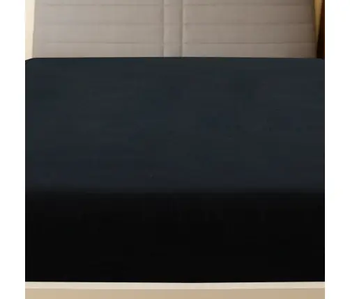 Palags Ar Gumiju, Melns, 180X200 Cm, Kokvilna Vidaxl