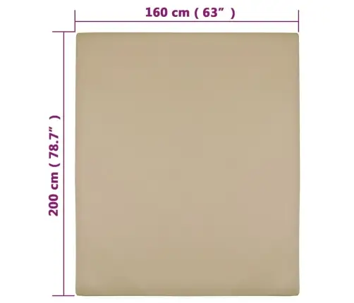 Paklodės Su Guma, 2Vnt., Taupe Spalvos, 160X200cm Medvilnė