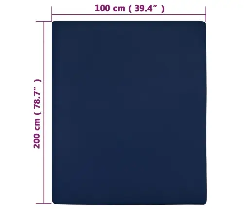 Kummiga Voodilinad, 2 Tk, Tumesinine, 100X200 cm Puuvill