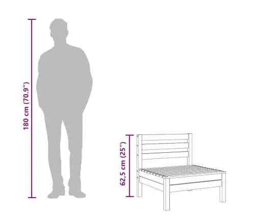 Vidējais Dārza Dīvāns, Priedes Masīvkoks Vidaxl