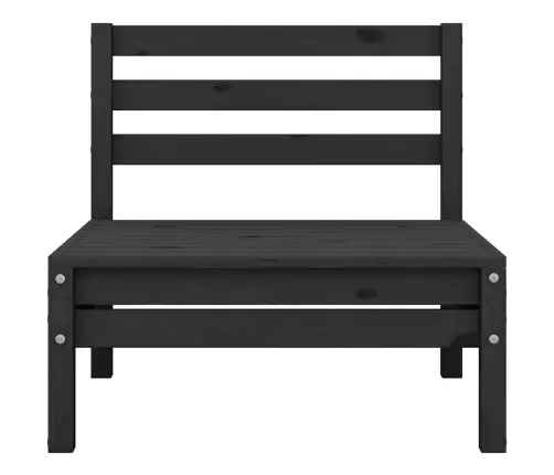 Vidējais Dārza Dīvāns, Melns, Priedes Masīvkoks Vidaxl