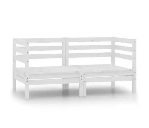 Kampinės Sodo Sofos, 2Vnt., Baltos, Pušies Medienos Masyvas Kampinės Sodo Sofos, 2Vnt., Baltos, Pušies Medienos Masyvas