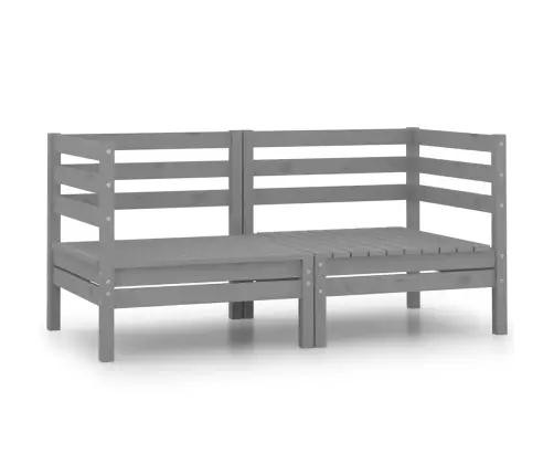 Kampinės Sodo Sofos, 2Vnt., Pilkos, Pušies Medienos Masyvas