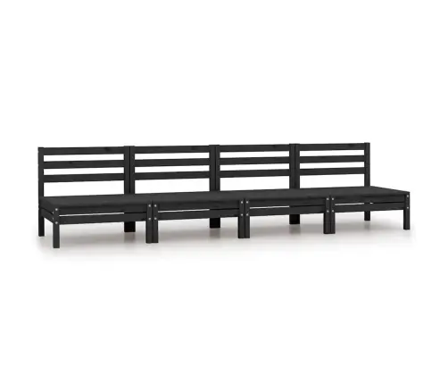 Vidējie Dārza Dīvāni, 4 Gab., Melni, Priedes Masīvkoks Vidaxl Vidējie Dārza Dīvāni, 4 Gab., Melni, Priedes Masīvkoks Vidaxl