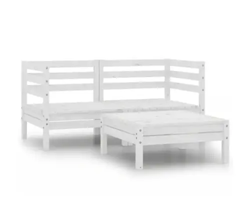 3-Daļīgs Dārza Atpūtas Mēbeļu Komplekts, Balts Priedes Koks Vidaxl