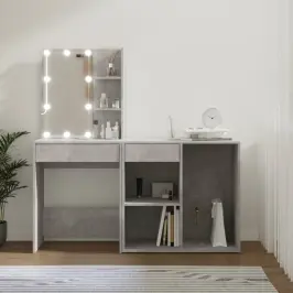 Spoguļgaldiņš Ar Skapīti, Led, Betona Pelēks Inženierijas Koks Vidaxl