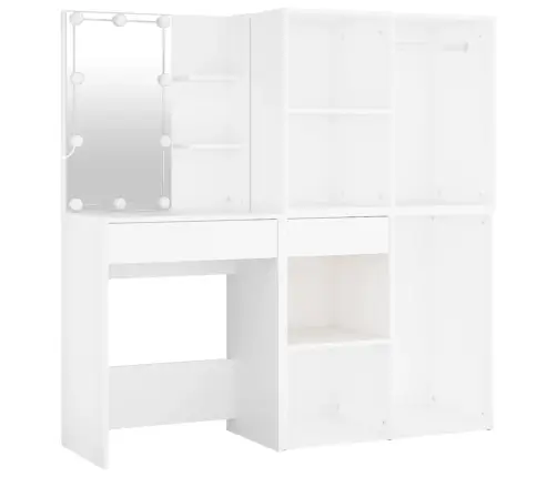 Kosmetinis Staliukas Su Led Ir 2 Spintelėmis, Baltas, Mediena
