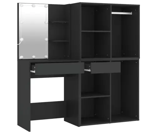 Kosmetinis Staliukas Su Led/Spintelėmis, Juodas, Mediena