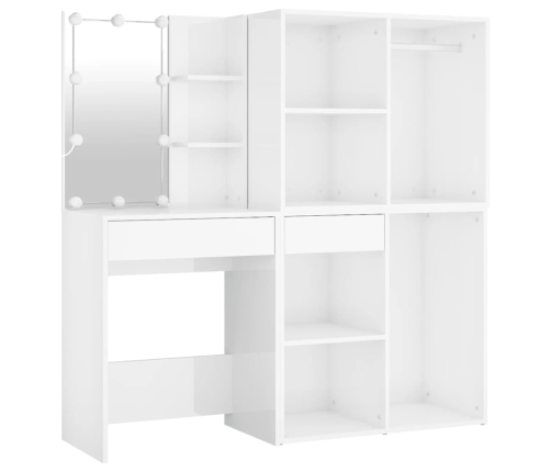 Kosmetinis Staliukas Su Led Ir 2 Spintelėmis, Baltas, Mediena