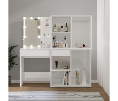 Kosmetinis Staliukas Su Led Ir 2 Spintelėmis, Baltas, Mediena