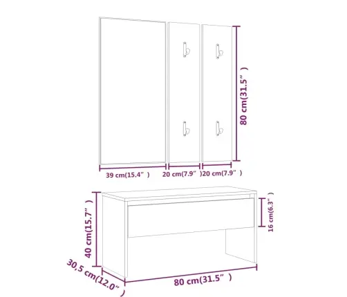 Gaiteņa Mēbeļu Komplekts, Balts, Inženierijas Koks Vidaxl