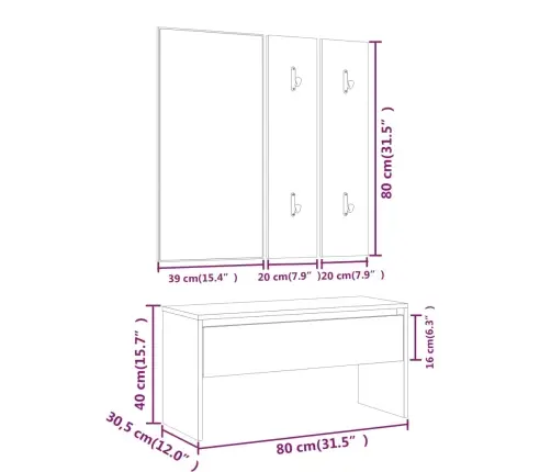 Gaiteņa Mēbeļu Komplekts, Ozolkoka Krāsa, Inženierijas Koks Vidaxl