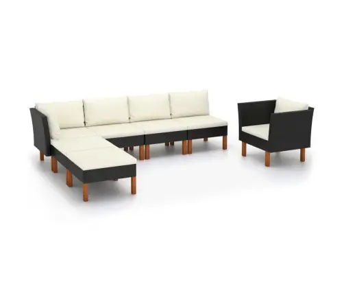 7-Daļīgs Dārza Dīvānu Komplekts, Pe Rotangpalma, Eikalipta Koks Vidaxl