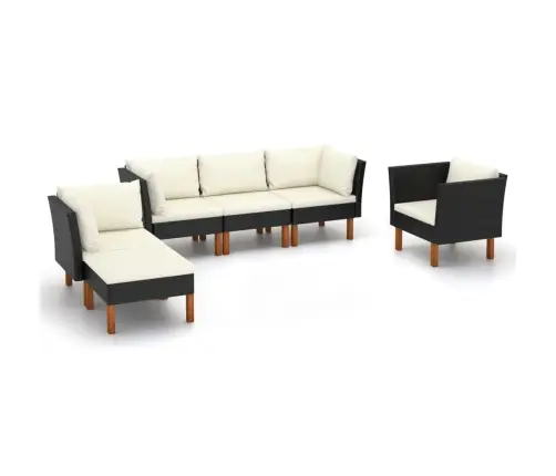 6-Daļīgs Dārza Dīvānu Komplekts, Pe Rotangpalma, Eikalipta Koks Vidaxl