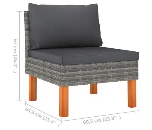 Sodo Baldų Komplektas, 8 Dalių, Pilkas, Poliratanas/Eukaliptas