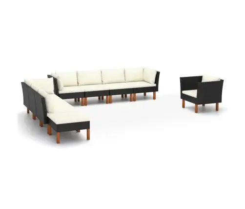 9-Daļīgs Dārza Dīvānu Komplekts, Pe Rotangpalma, Eikalipta Koks Vidaxl