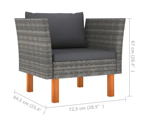 10-Daļīgs Dārza Dīvānu Komplekts, Pe Rotangpalma, Eikalipts Vidaxl