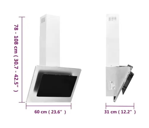 Tvaika Nosūcējs, 60 Cm, Nerūsējošs Tērauds Un Rūdīts Stikls Vidaxl