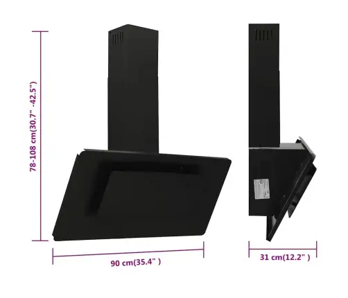 Pliidikubu, 90 cm Roostevaba Teras Ja Karastatud Klaas, Must