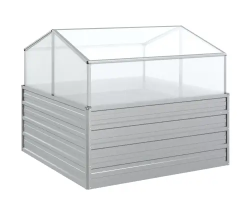 Augstā Puķu Kaste Ar Siltumnīcu, 100X100X85 Cm, Sudraba Krāsa Vidaxl