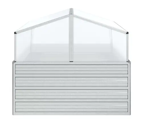 Augstā Puķu Kaste Ar Siltumnīcu, 100X100X85 Cm, Sudraba Krāsa Vidaxl